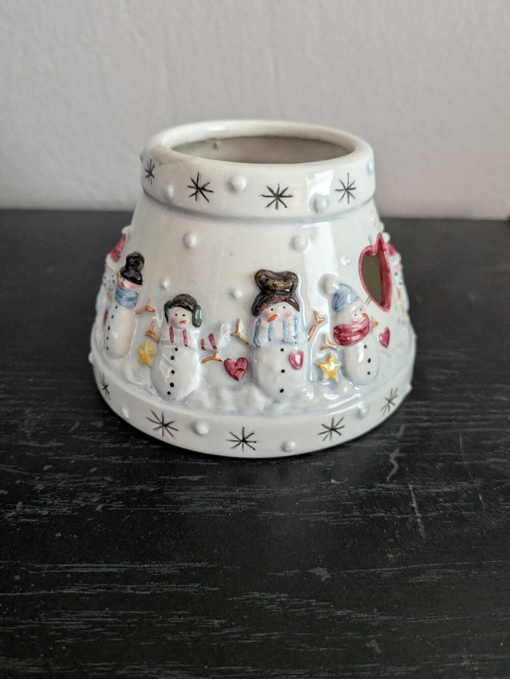 Yankee Candle Snowman Hearts Winter Candle Jar Shade Topper